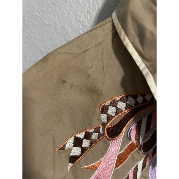 Bob Mackie Wearable Art Womens Top Size 3X Brown Embroidered Button Up READ - Picture 2 of 8